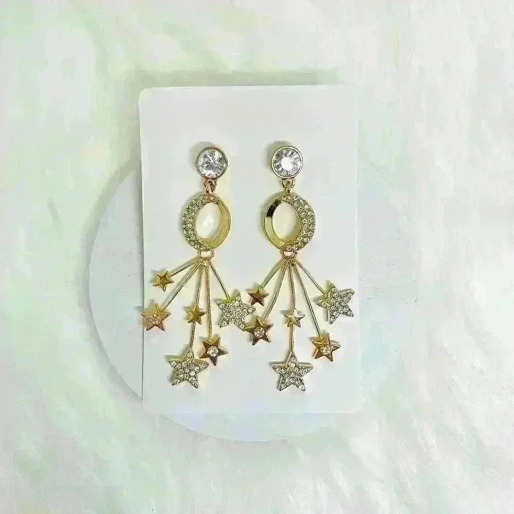 Stars With Rhinestones Statement Earrings